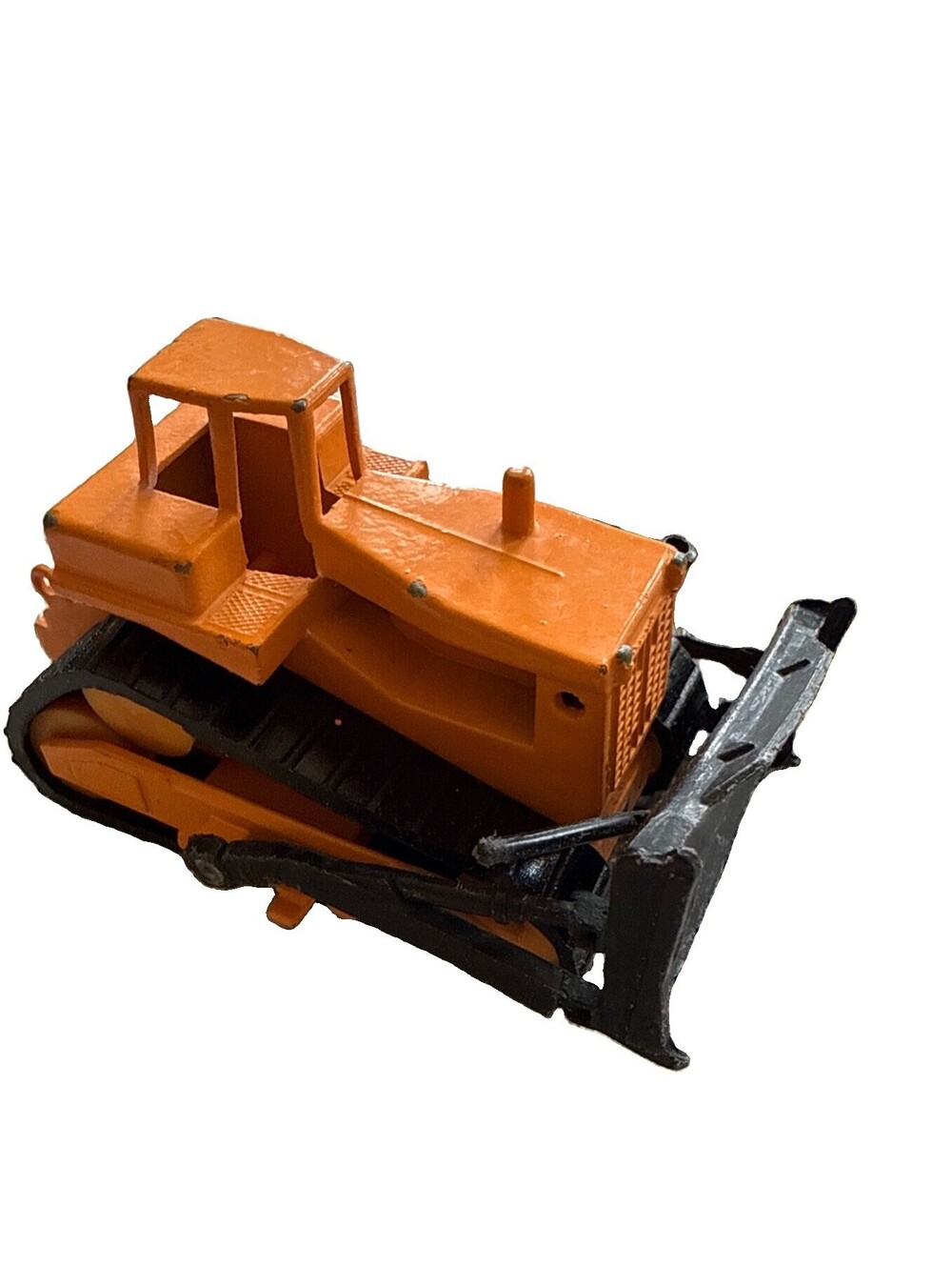 VINTAGE ORANGE BULLDOZER RARE DIECAST  RUBBER STILL INTACT !!!!